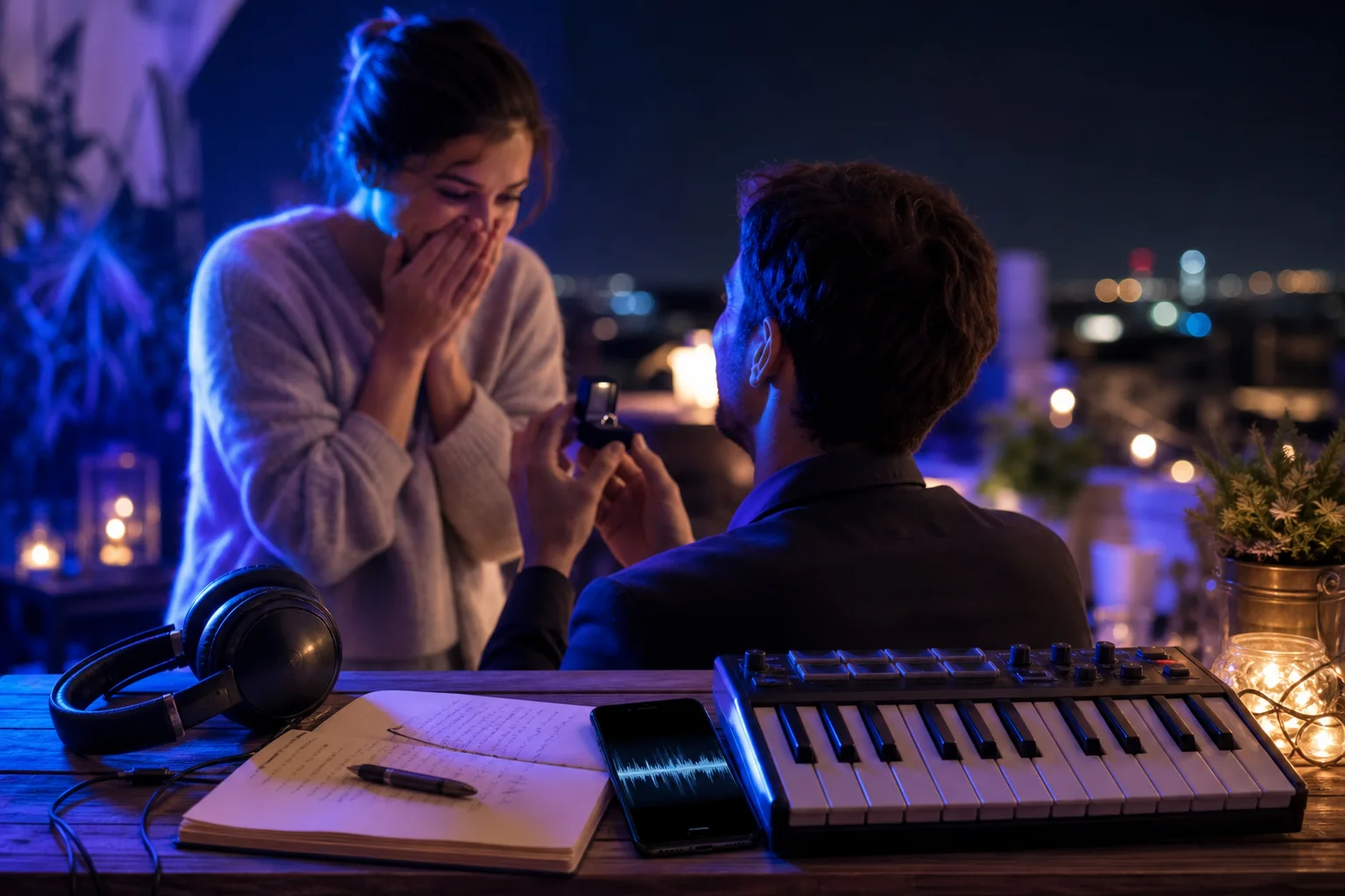 Editorial illustration for “Propose with a Personalized Song”