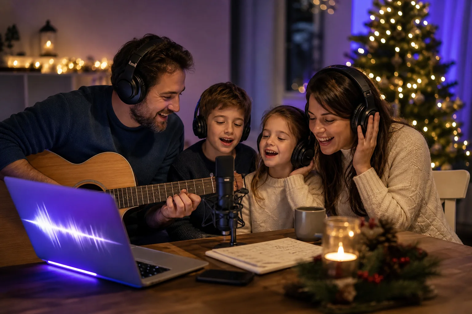 Editorial illustration for “Create a Personalized Christmas Song for Your Family”