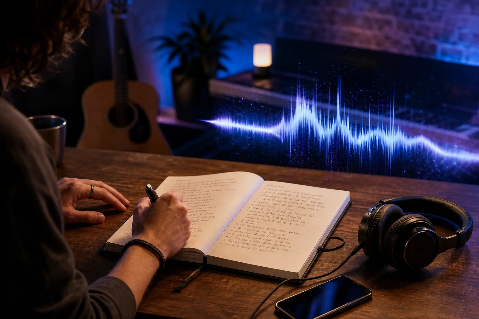 Editorial illustration for “Turn Your Own Lyrics Into a Song With AI”