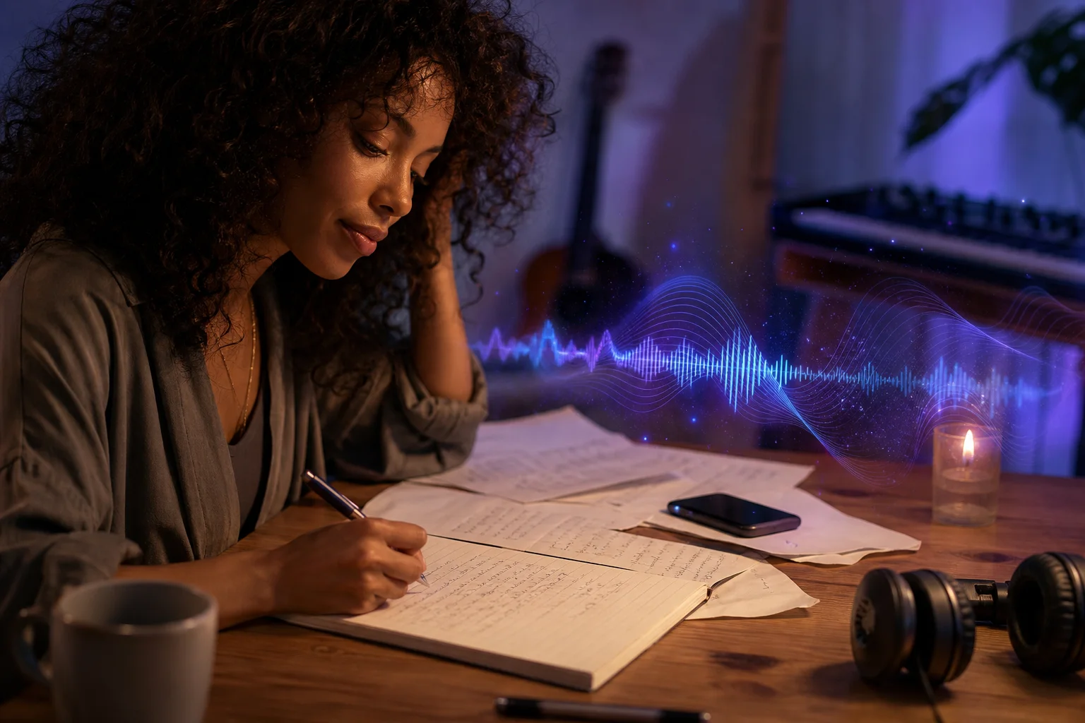 Illustration éditoriale pour « Transformer une lettre ou un message écrit en chanson »