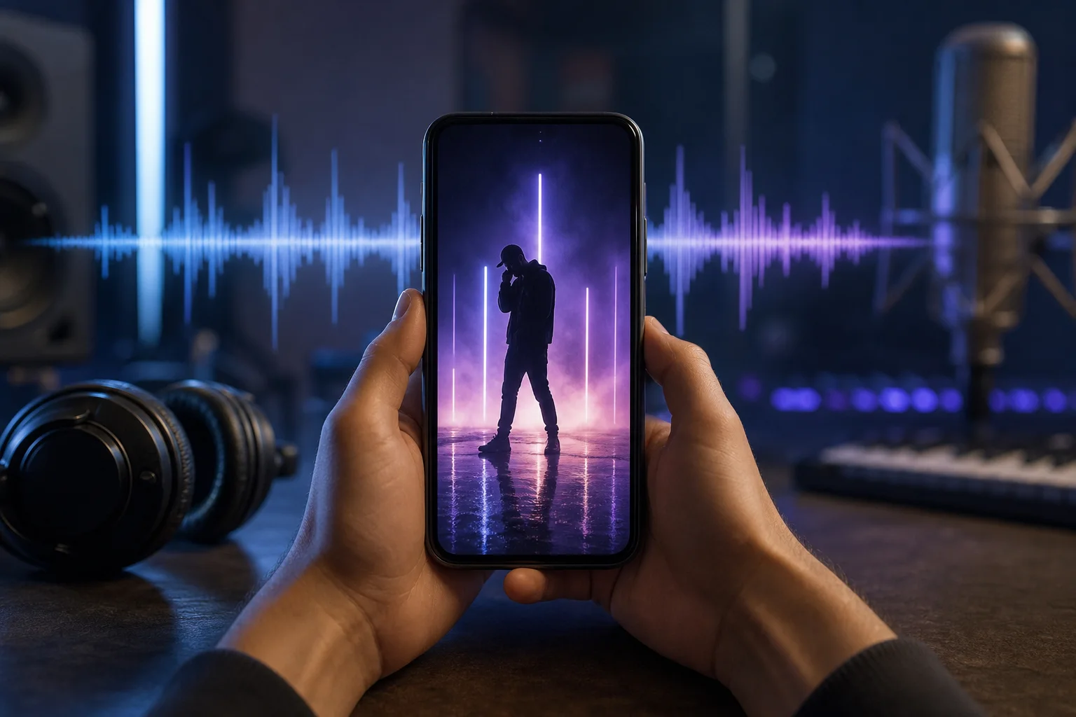 Illustration éditoriale pour « Créer un clip musical IA vertical pour TikTok, Reels et Shorts »