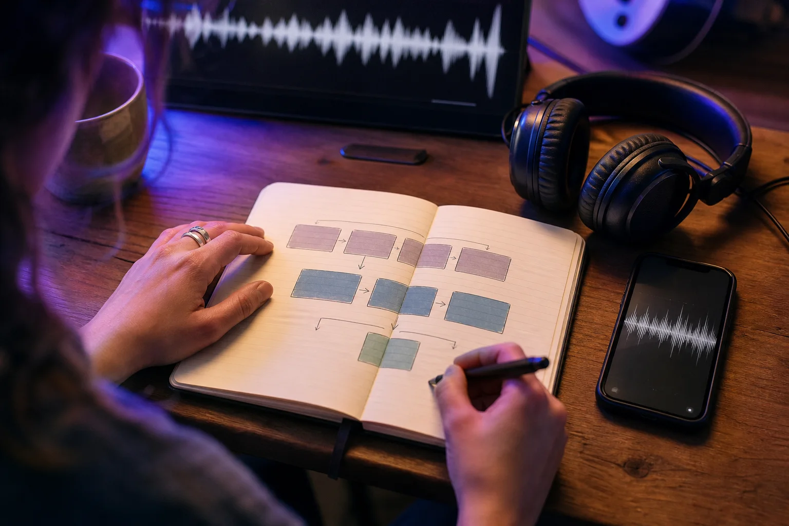 Editorial illustration for “Verse, Chorus and Bridge: How to Structure Song Lyrics”
