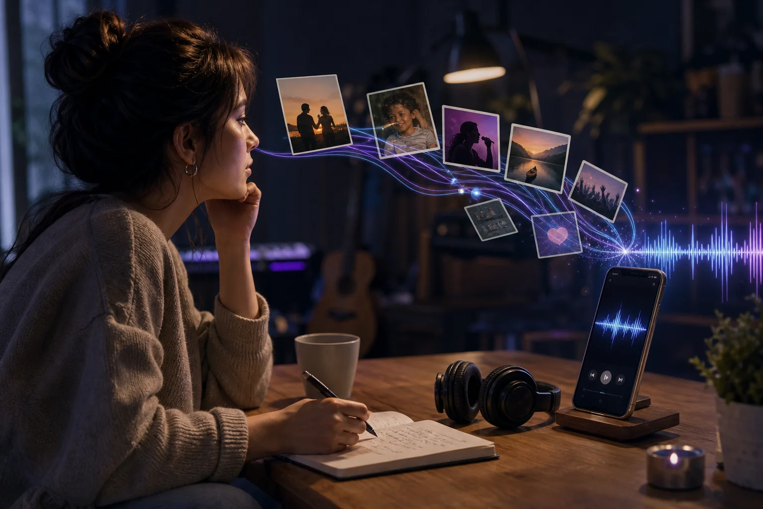 Illustration éditoriale pour « Quels détails mettre dans un prompt de chanson personnalisée ? »